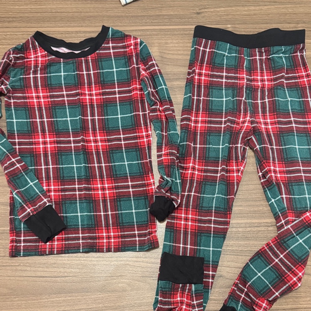 Little Sleepies Red and Green Plaid Kids Pajama Set